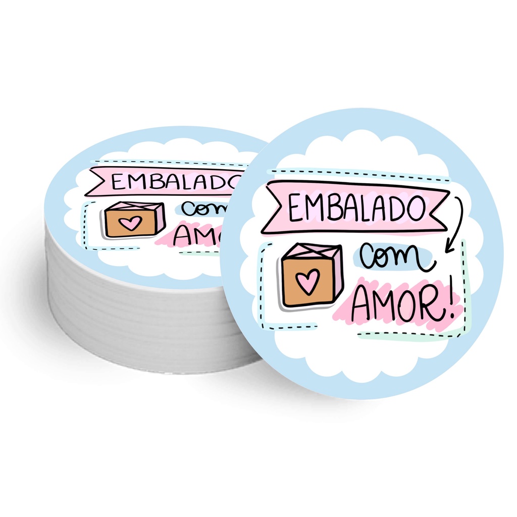 Adesivos Selo Lacre 4 5 Cm Etiqueta Embalado Amor Loja Empresa 20