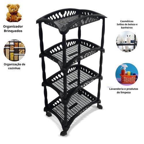 Estante Plástica Prateleira Multiuso Modular Rodinha Organizador