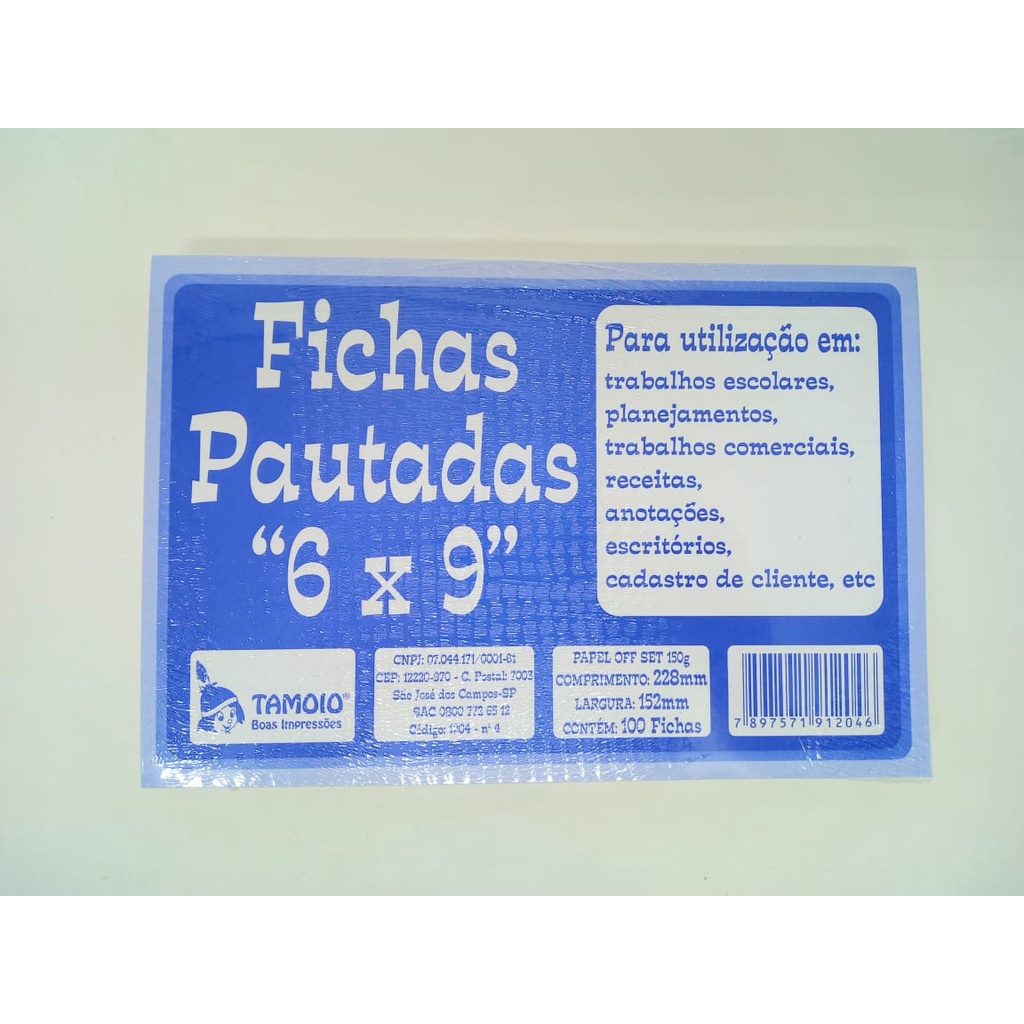 Ficha Pautada 6x9 100 Fichas Tamoio Shopee Brasil