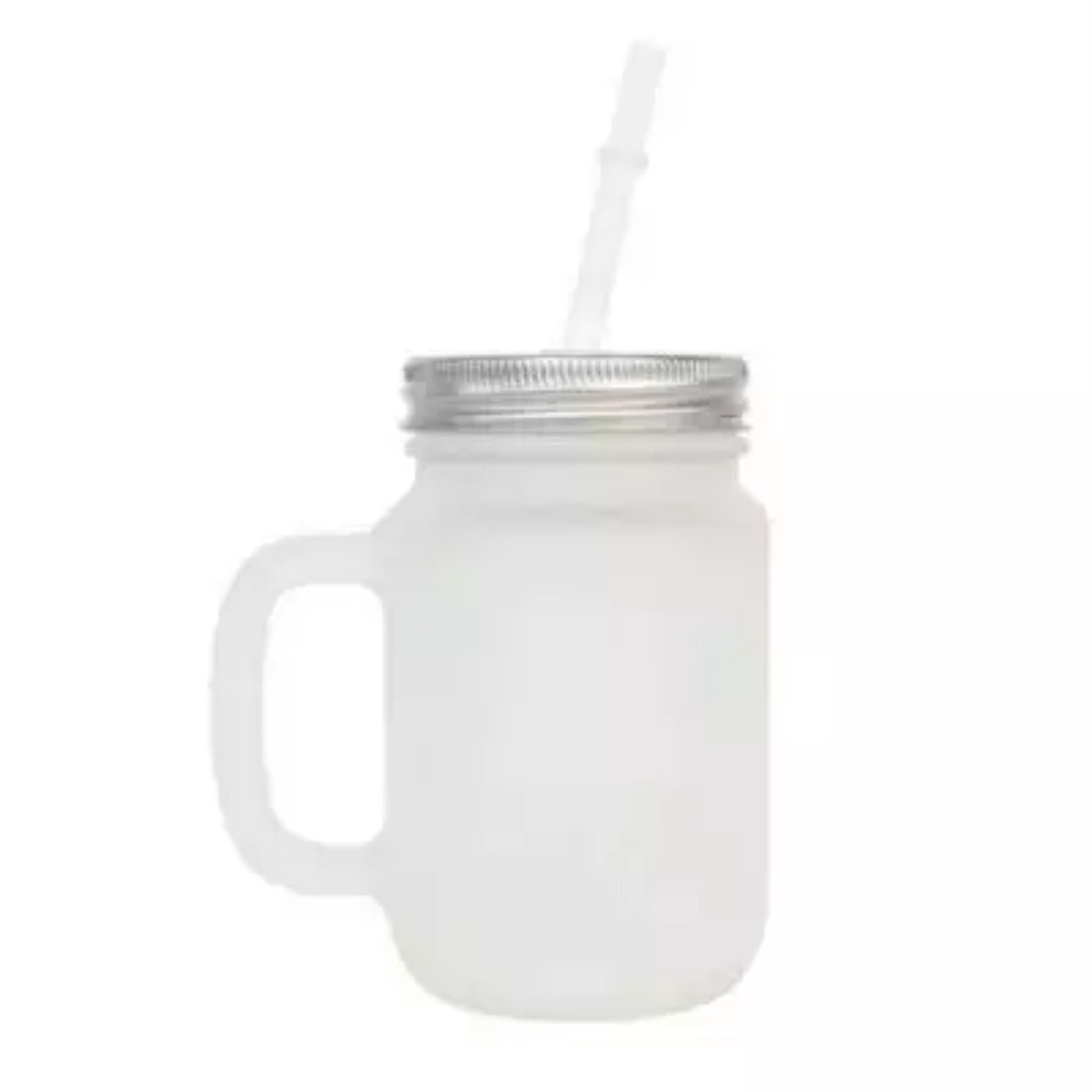 JARRA C TAMPA CANUDO BRANCO Mason Jar Sublimável 350 ML