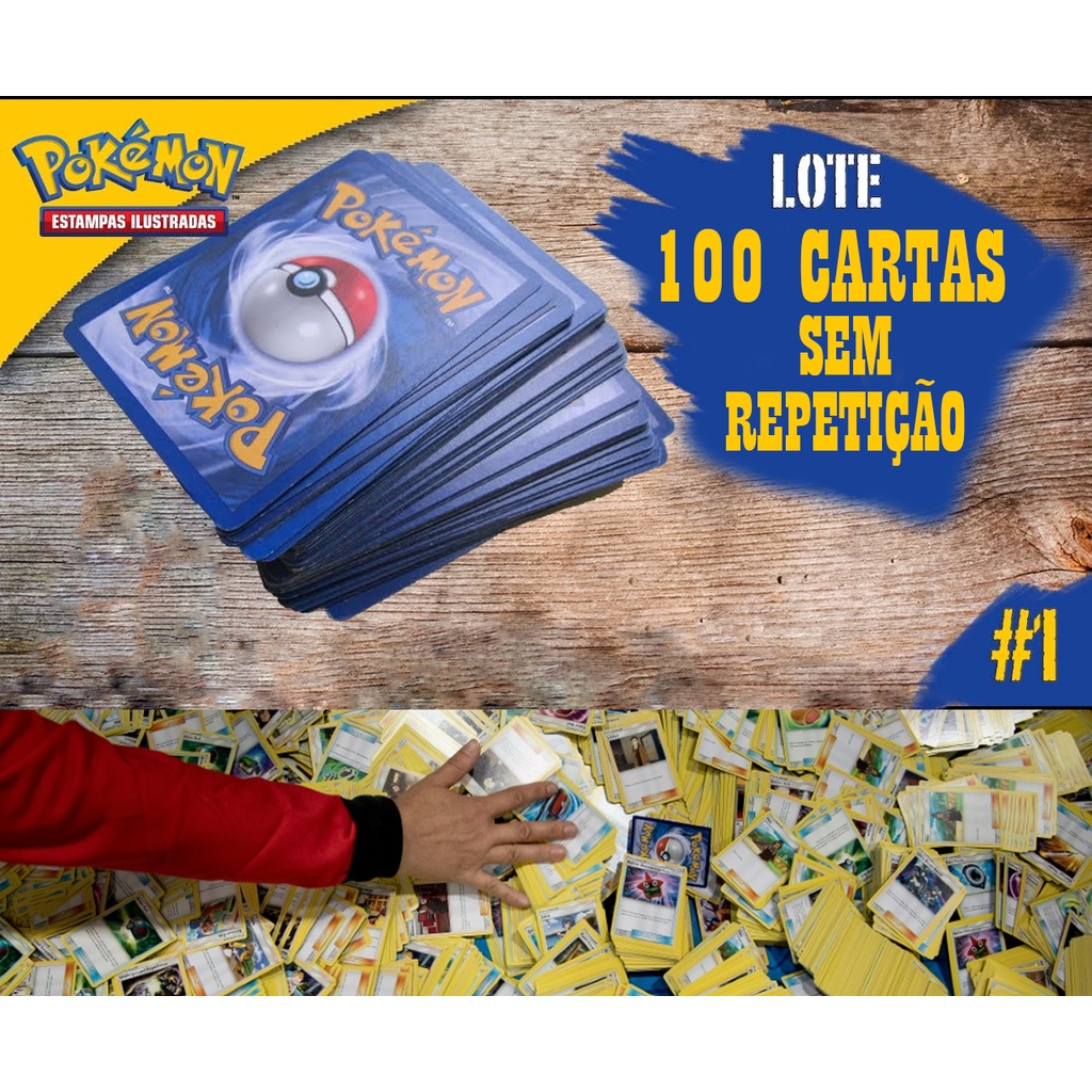 100 Cartas De Pokemon Sem Repetições 2 Holográfica E Novas Originais