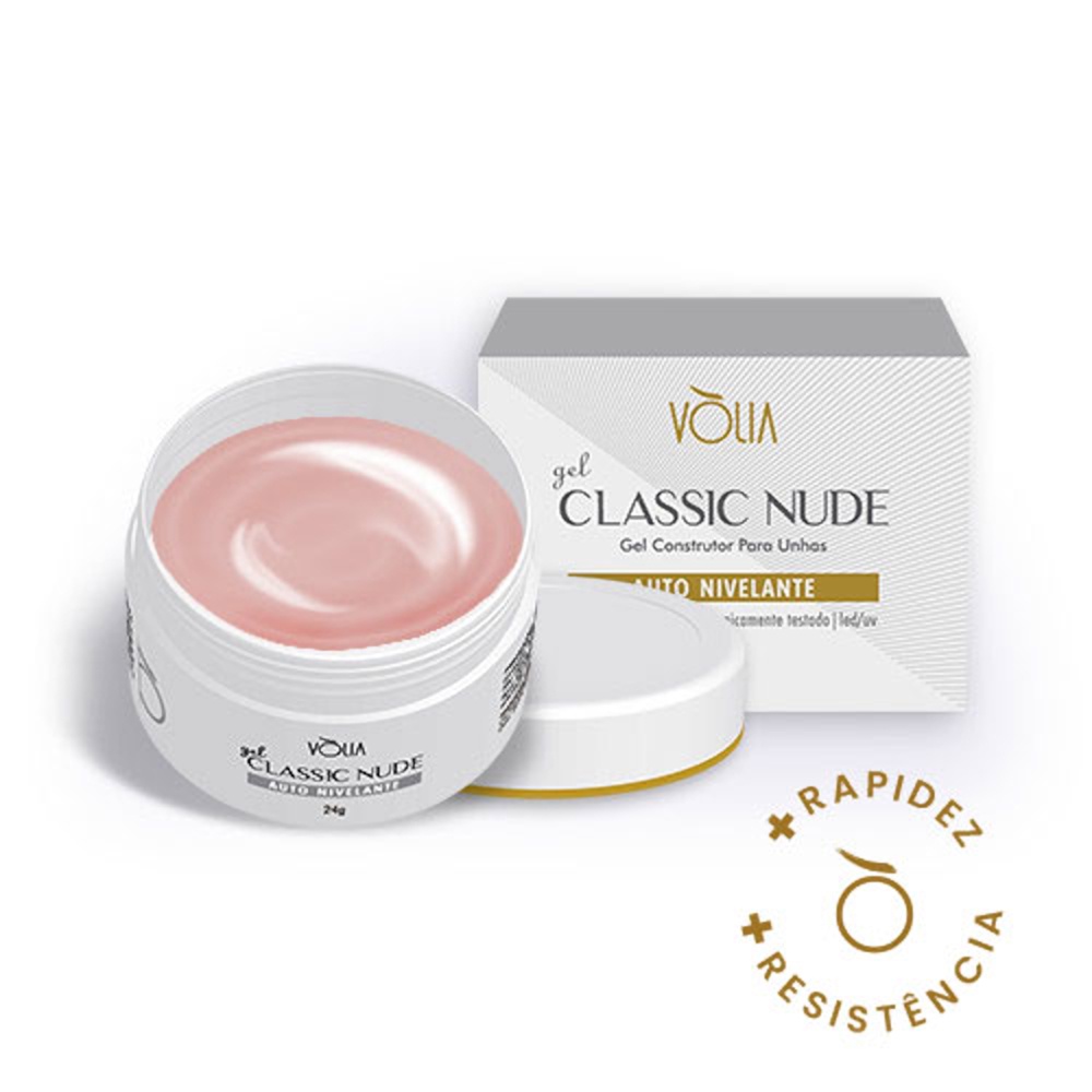 GEL VOLIA NOVA FÓRMULA 24G CLASSIC NUDE ALONGAMENTO UNHAS CONSTRUTOR