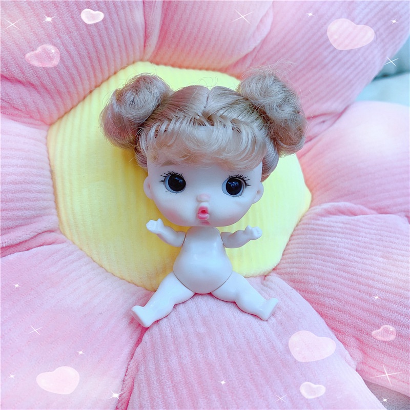 Mini Boneca CM Removível Junta Fofo Rosto Garota Marrom Olhos Nude