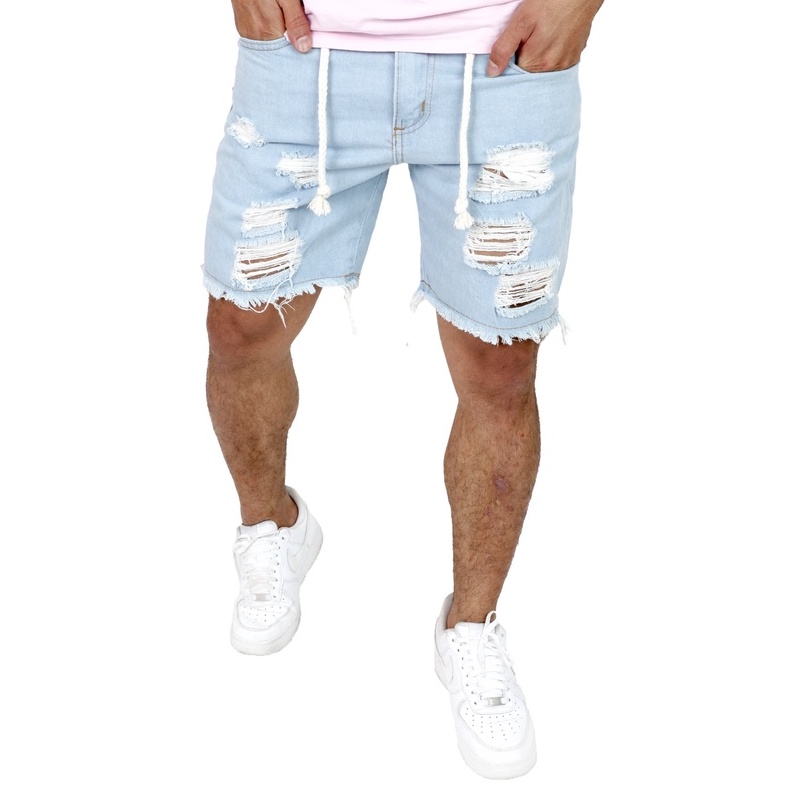 Bermuda Jeans Masculina Curta Desfiada Destroyed Shopee Brasil