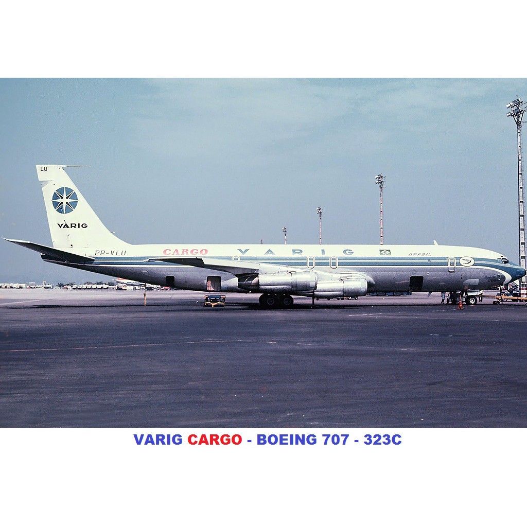 QUADRO VINTAGE P DECORAÇÃO C MOLDURA E VIDRO 20x30 AVIÃO VARIG CARGO