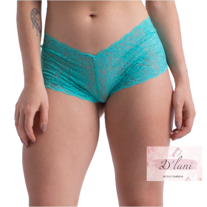 Kit Calcinha Renda Cale On Calesson Luxo Lingerie Tanga Shortinho