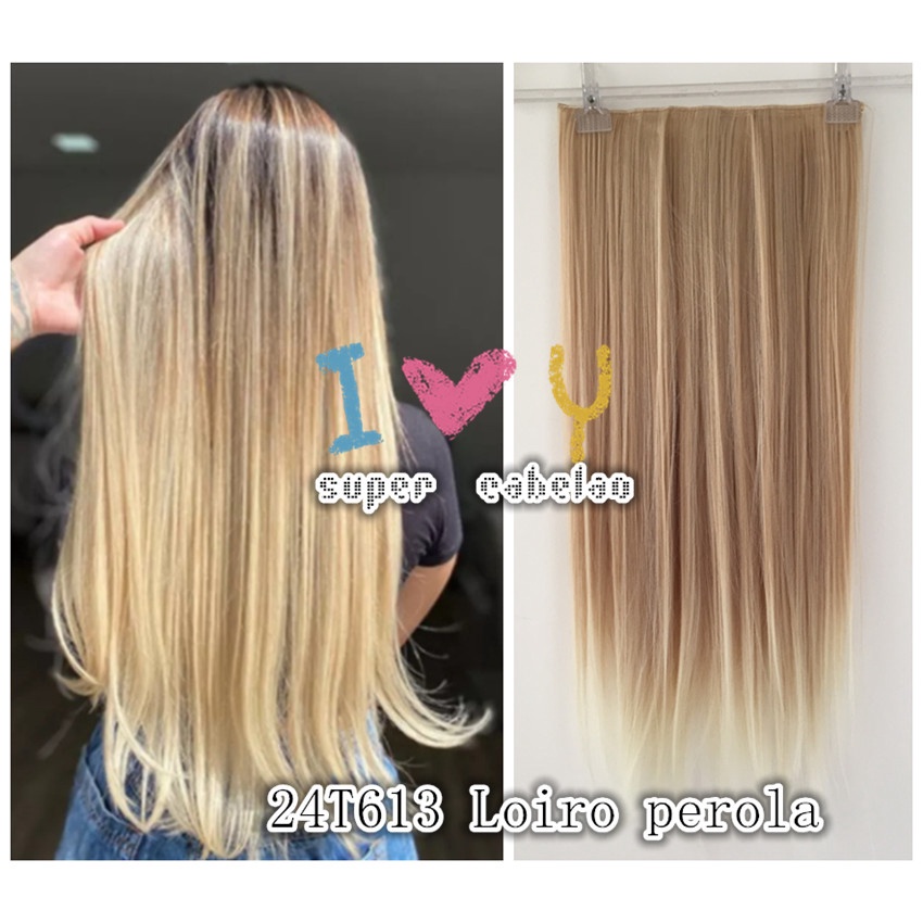 Cabelo Aplique Tic Tac Cor T Liso Loiro Perola Mechas Luzes