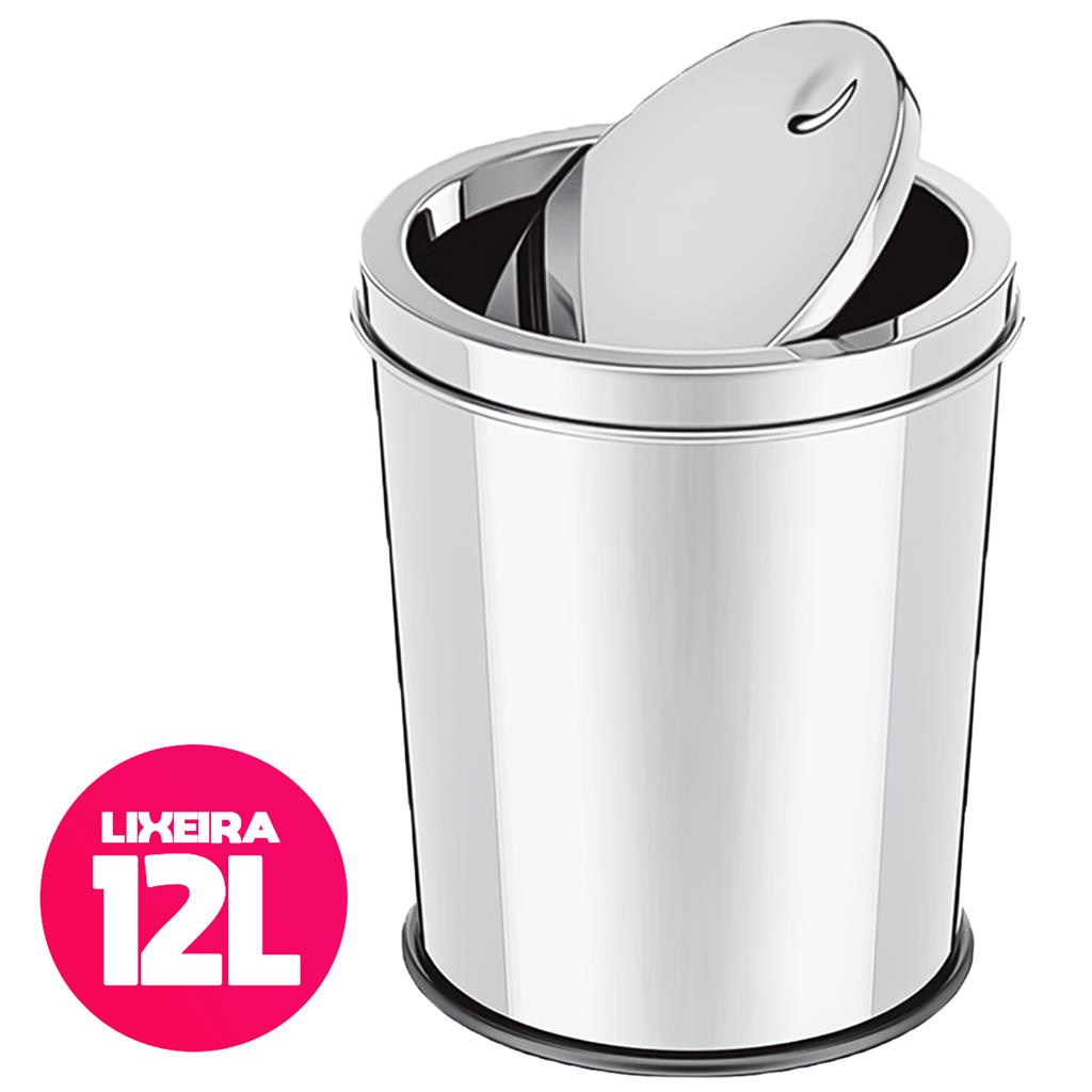 Lixeira Basculante Tampa Vai E Vem Aco Inox 12 Litros 12l Shopee Brasil