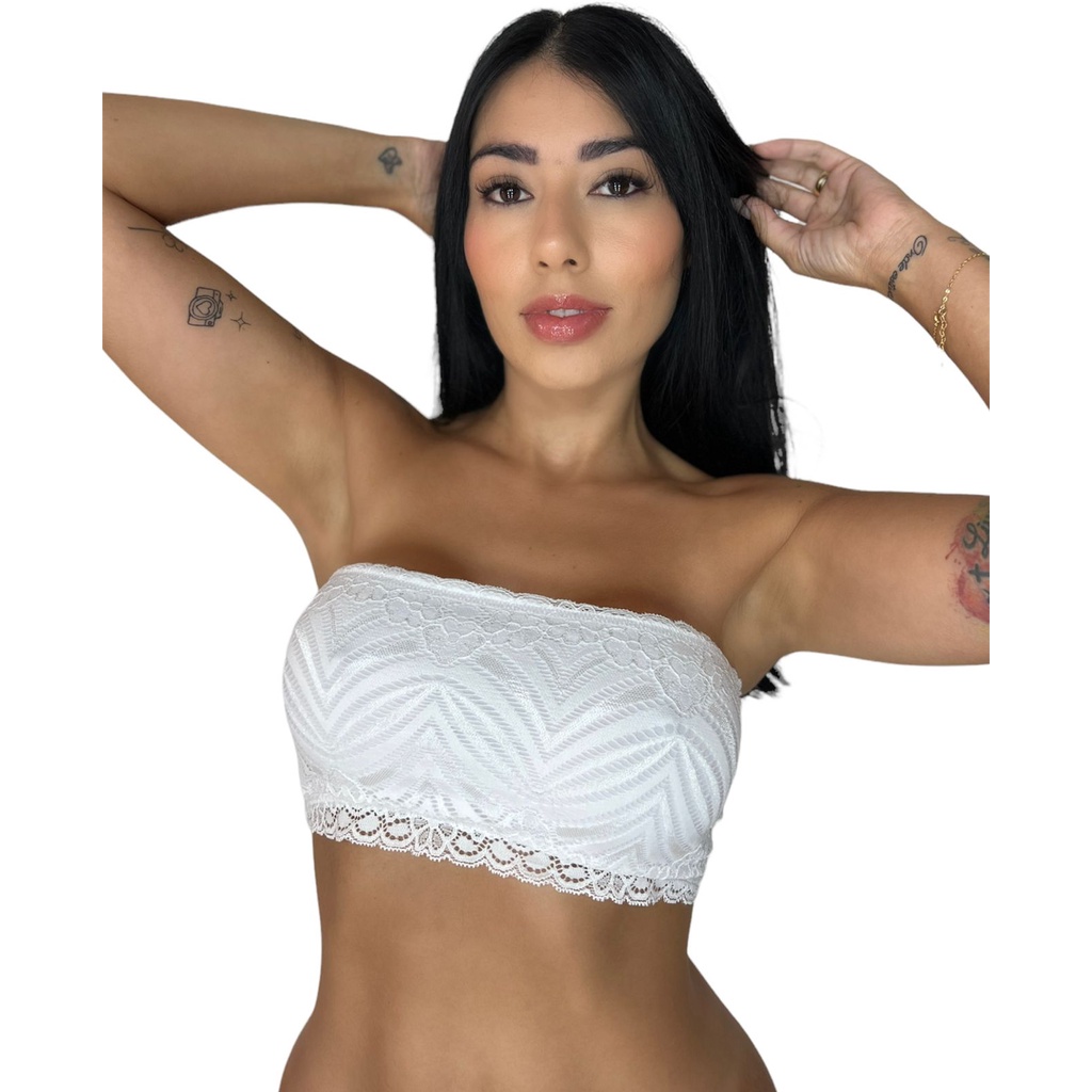 Top Faixa Renda Sem Bojo Tomara Que Caia Cropped Bloguerinha Shopee