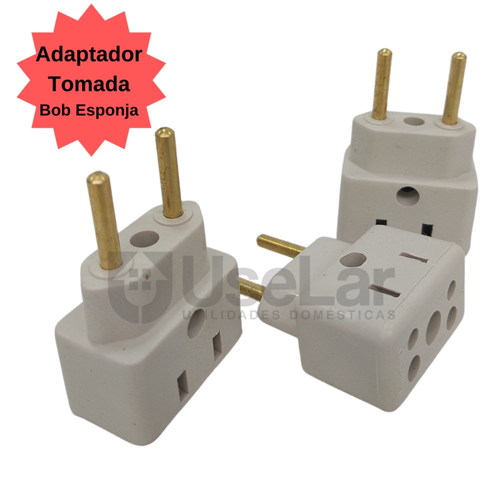 Adaptador Tomada Benjamin Bob Esponja Aceita Plug Padrão Novo e Antigo