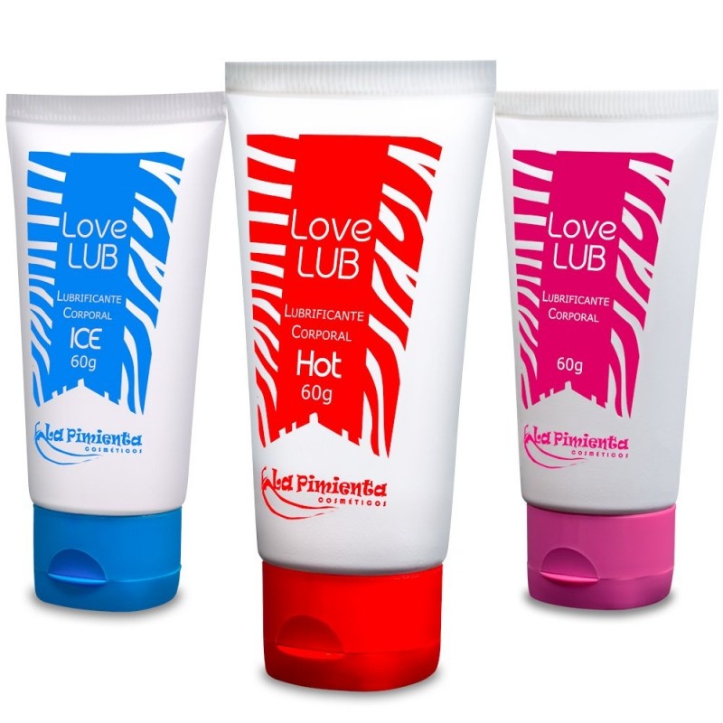 KIT 3 Gel Lubrificante LOVE LUB Neutro Hot Ice SEXY SHOP