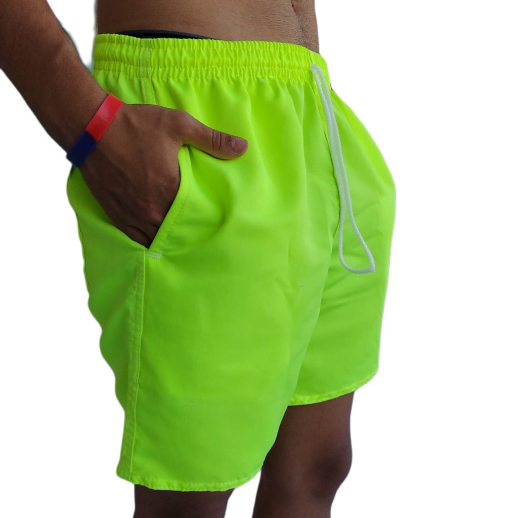 Short Masculino Mauricinho Neon Tactel Moda Praia Neymar Bermuda Verão