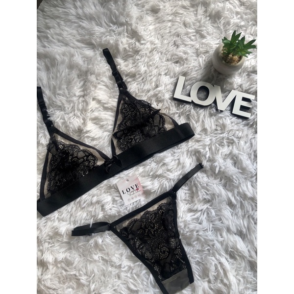 Conjunto De Lingerie Transparente Tule Sem Bojo Shopee Brasil
