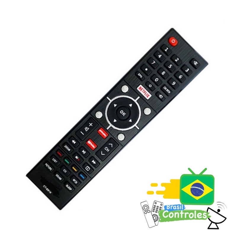 Controle Remoto TV LED Semp Smart CT 6810 Netflix Youtube