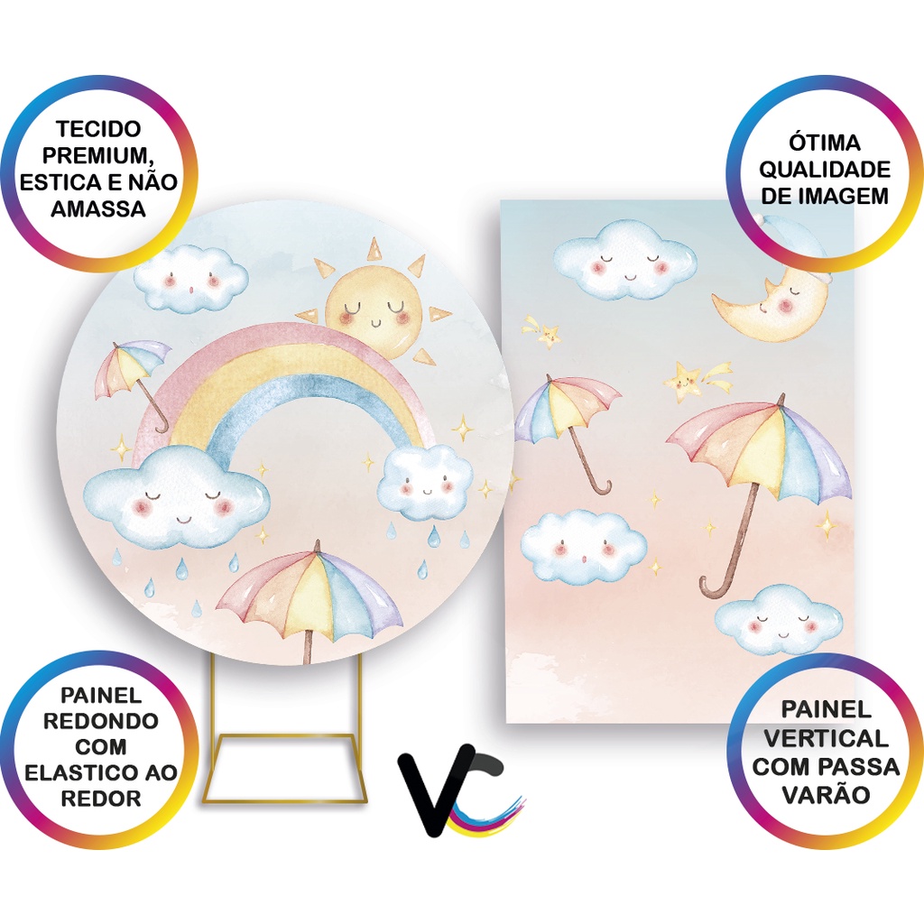 Painel De Festa Redondo D Painel Vertical X Nuvem Chuva