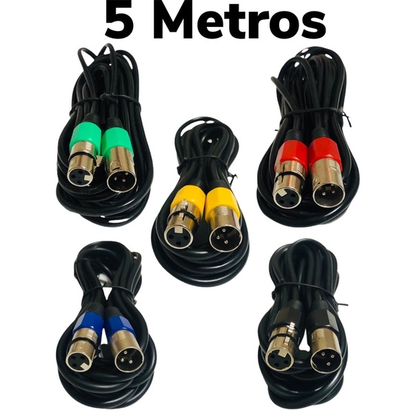 Cabo Microfone Xlr Canon Balanceado Macho X Femea Metros Varias