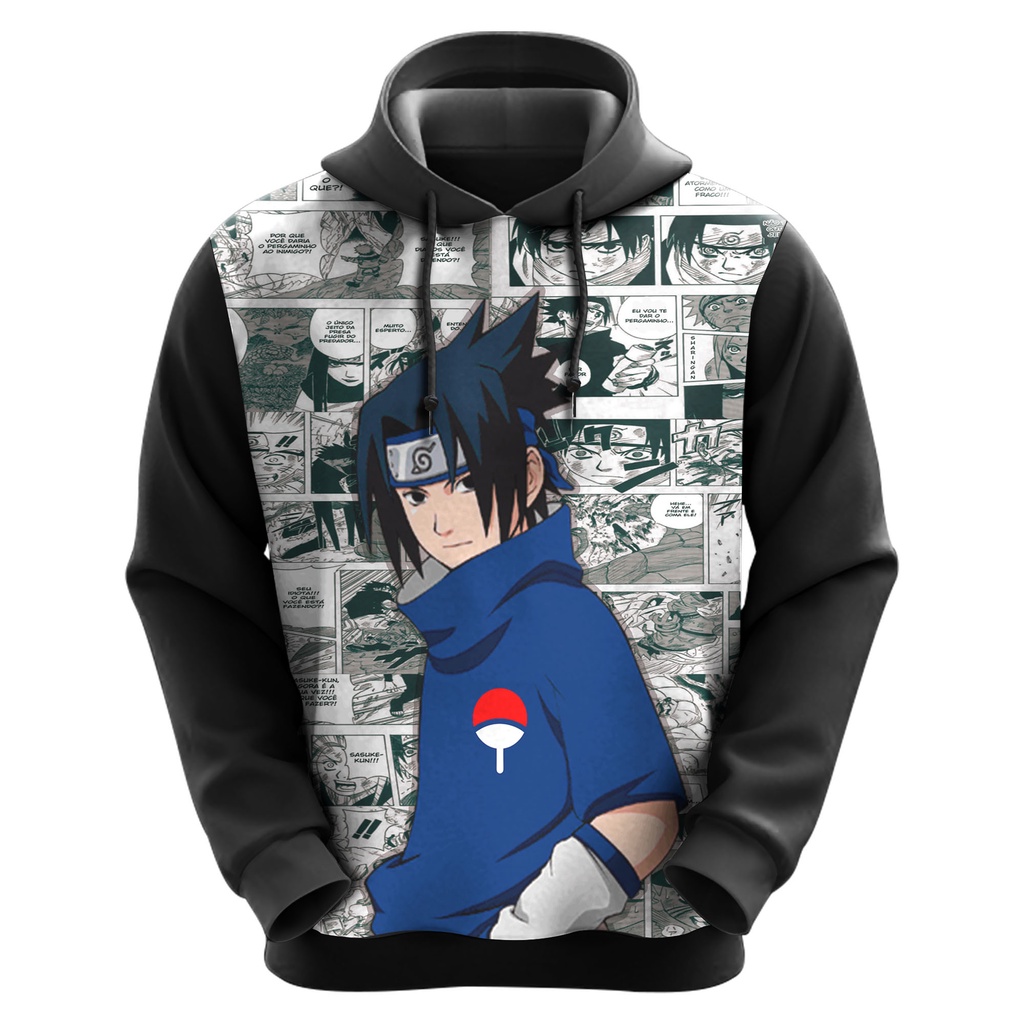 Blusa De Frio Moletom Adulto Naruto Sasuke Adulto E Infantil Pronta