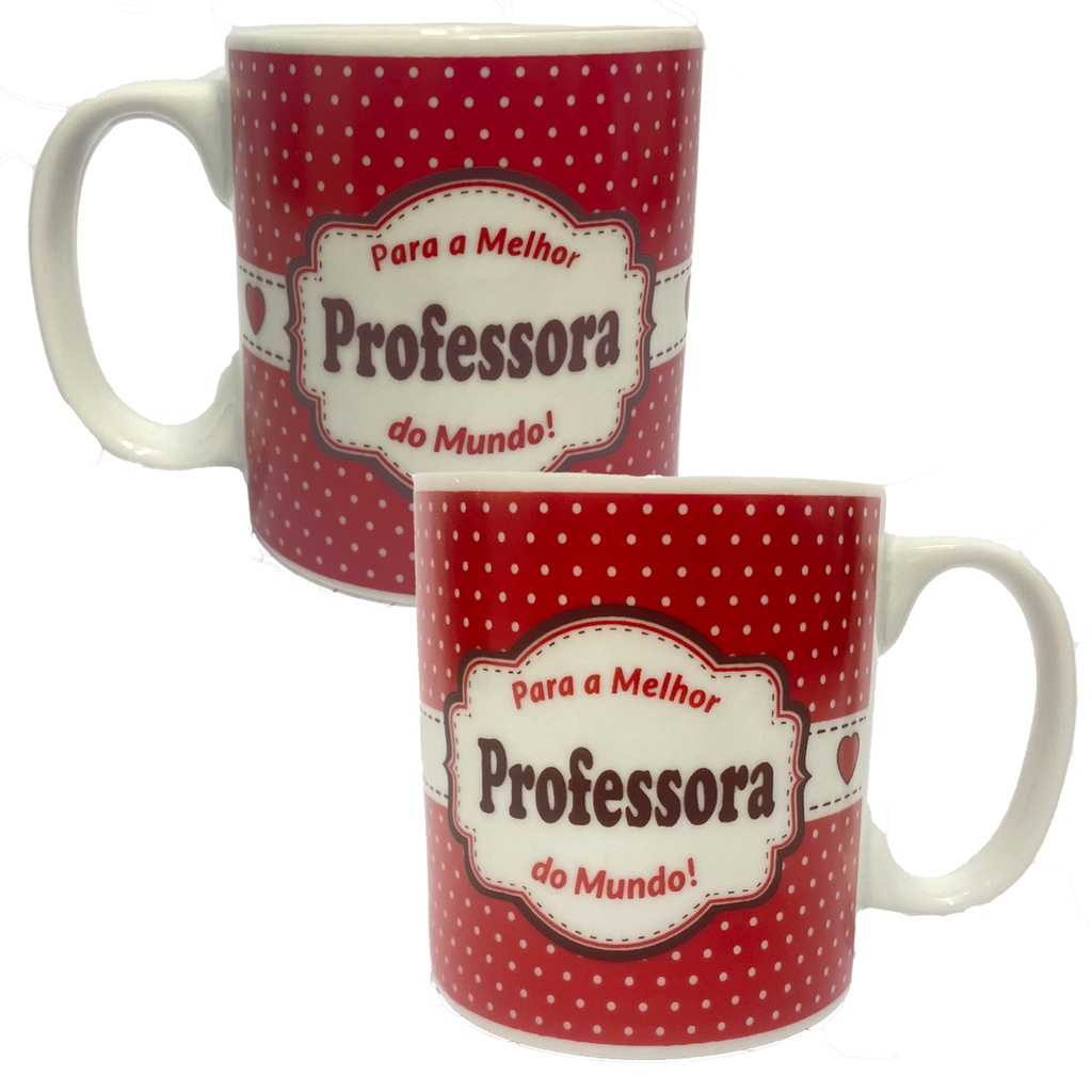 Caneca Xícara Decorada Dia Dos Professor Professora de Porcelana 300ml