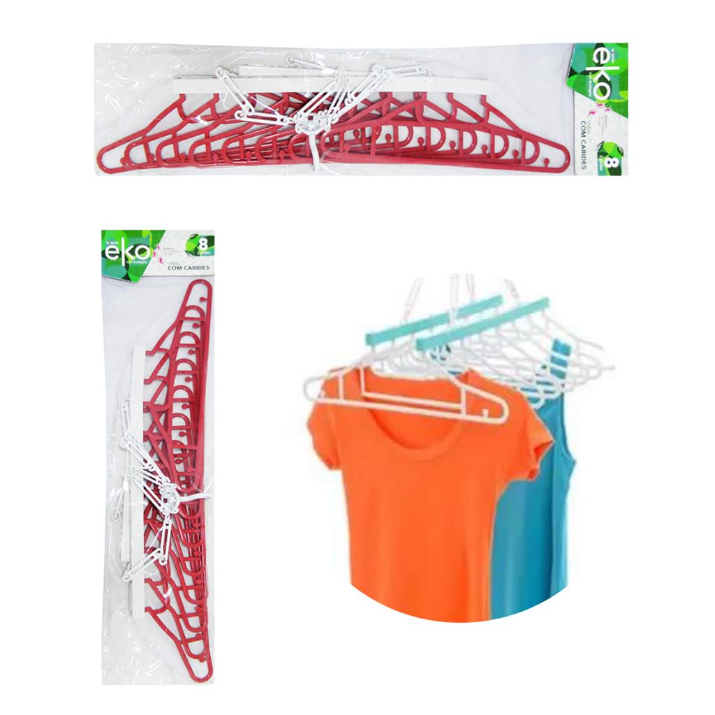 Varal De Pendurar Cabideiro De Plastico Colors 8 Cabides Shopee