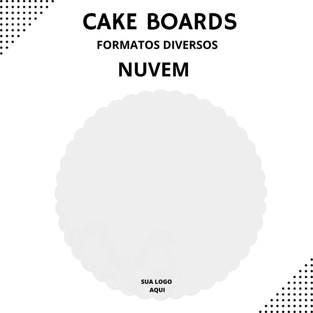 Kit 10 Cake Board Personalizado Logo Em MDF Branco 3mm Para