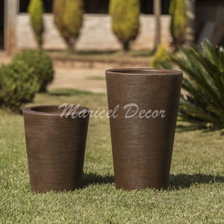 Kit Vasos Para Plantas Decorativo Moderno Em Polietileno Coluna Cone