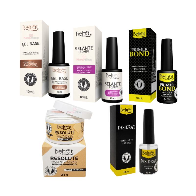 Kit Completo Beltrat Para Alongamento De Unhas 5 Itens Preparadores Gel