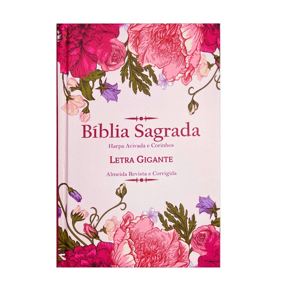 Bíblia Sagrada Arc Harpa Capa Dura Floral Rosa Shopee Brasil