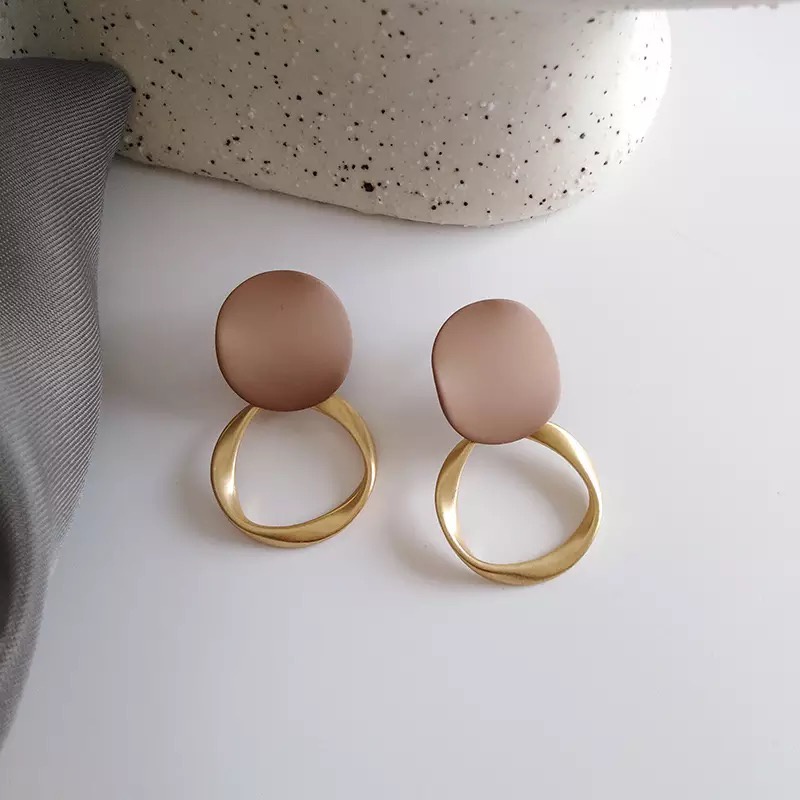 Brinco Argola Dourado Par Detalhes Nude Q1240 Shopee Brasil