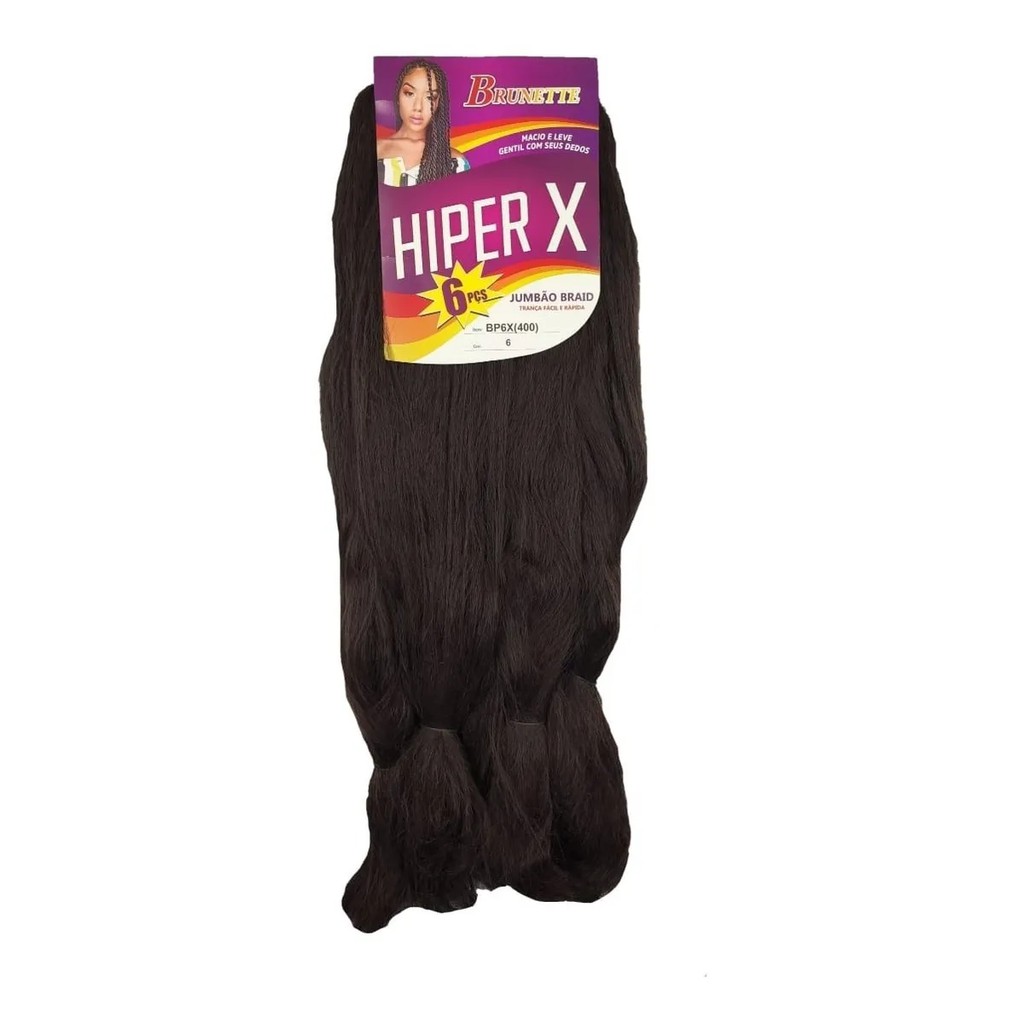 Cabelo Super Jumbão Jumbo HIPER X 400 gramas 6 Cor Castanho Claro