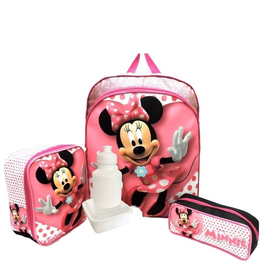 Kit Mochila Minnie Mouse Rosa Lisa Costas Tam G Lancheira F Shopee