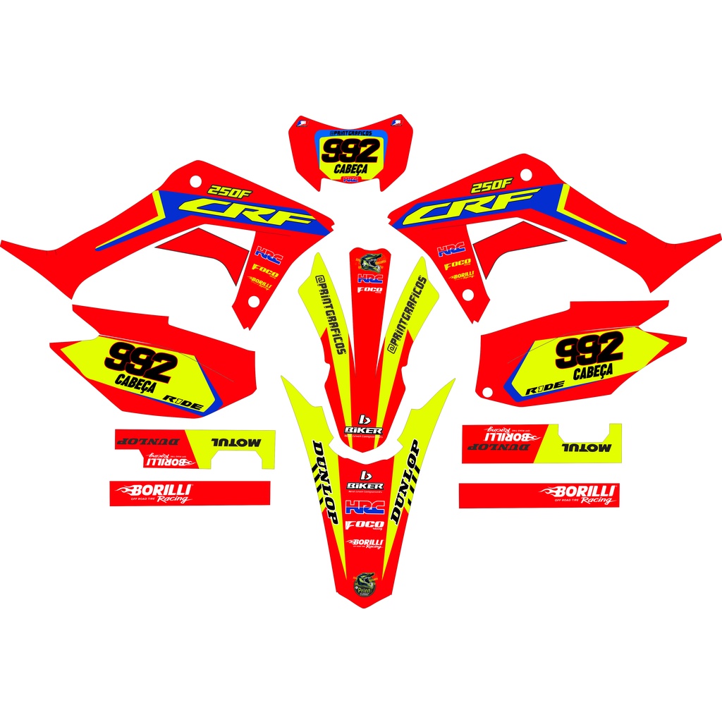 Kit Adesivos Motocross Graficos Honda Crf 250f Ride Shopee Brasil