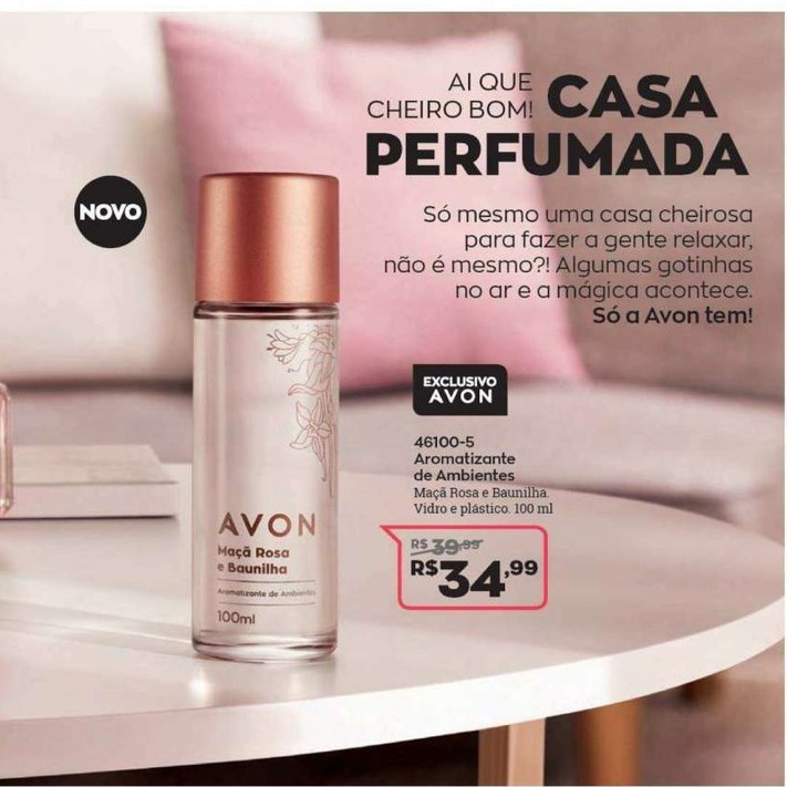 Aromatizante de Ambientes Maçã rosa e baunilha Avon 100 ml Shopee Brasil