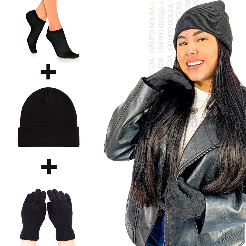 Touca Gorro De Inverno L Unissex Adulto Luva De L Inverno Par