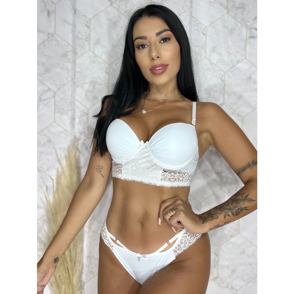 Conjunto Lingerie Melissa Suti Calcinha Lingerie Fio Dental Sexy