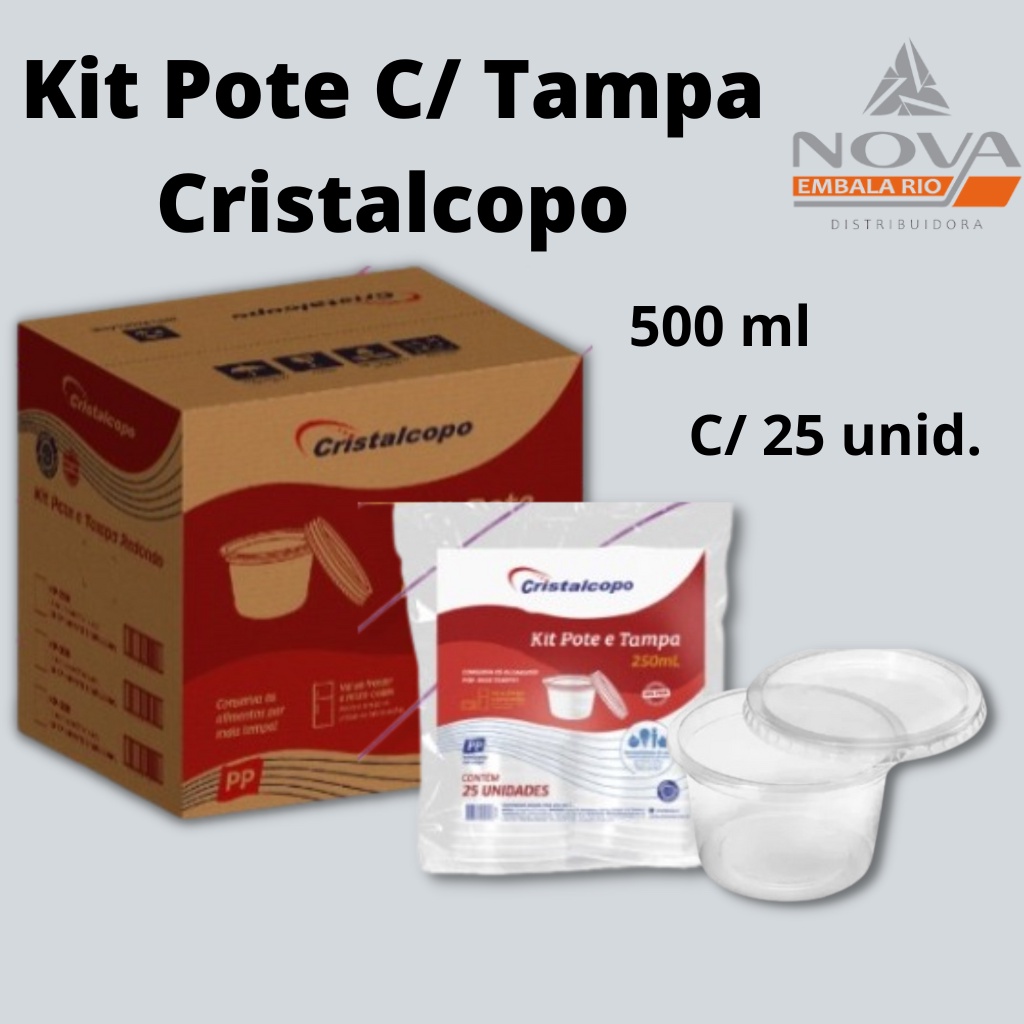 Kit Pote Redondo Tampa Ml Cristalcopo Unidades Shopee