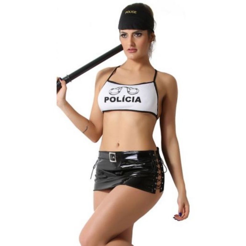 Fantasia Sexual PLUS SIZE lingerie Polícia Erótica conjunto Policial