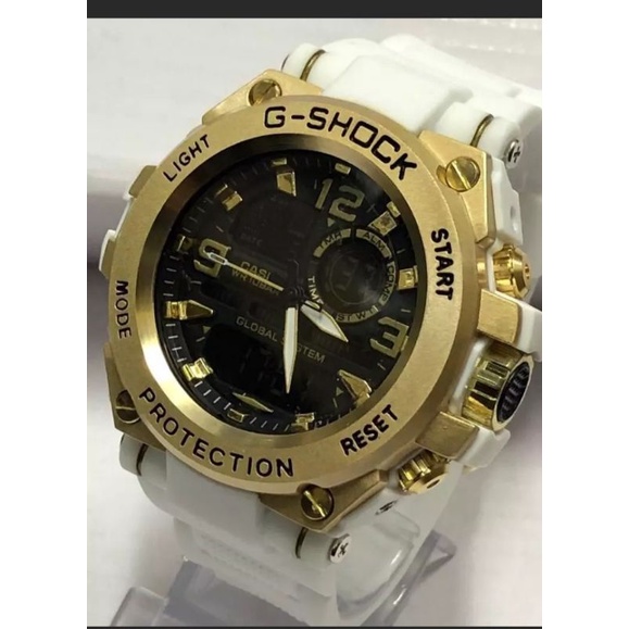 Relógio masculino G Shock Metal Branco Dourado linha Gold Shopee Brasil