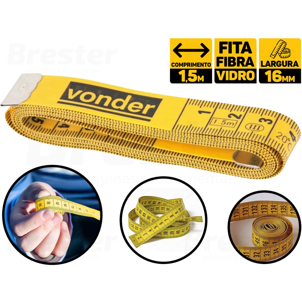 Fita Métrica Flexível 150cm Corporal Costura Cintura Braço Vonder