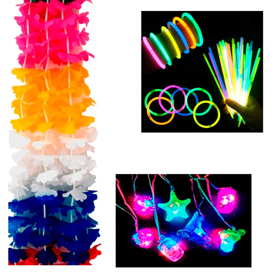 Kit Festa Balada Casamento Pulseira Neon Colar Pisca Colar Havaiano