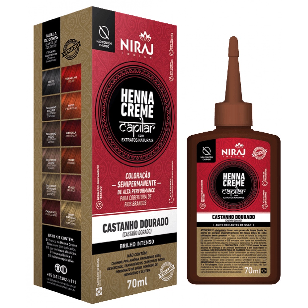 Henna Niraj Creme Capilar Castanho Dourado Ml Envio Imediato