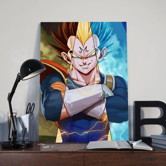 Quadro decorativo vegeta fases 1 peça 20x30 dragon ball para quarto