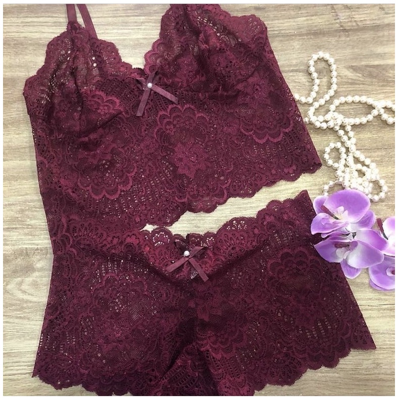 Conjunto Lingerie Calesson Renda Shopee Brasil