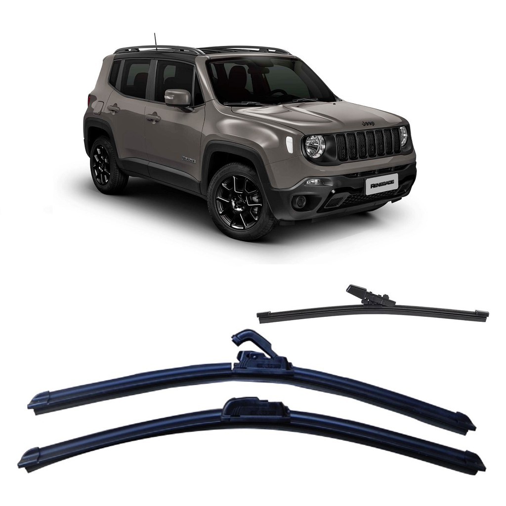 Kit 3 Palhetas Jeep Renegade Limpador De Parabrisa Dianteiro Traseiro