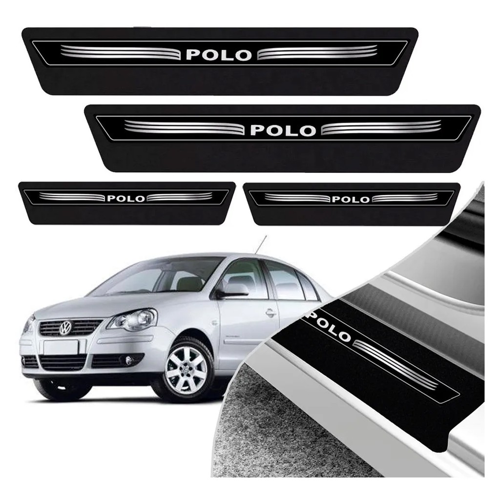 Kit 8 Peças Soleira Adesivo Porta Vw Polo 2003 2004 2005 2006 2007 2008