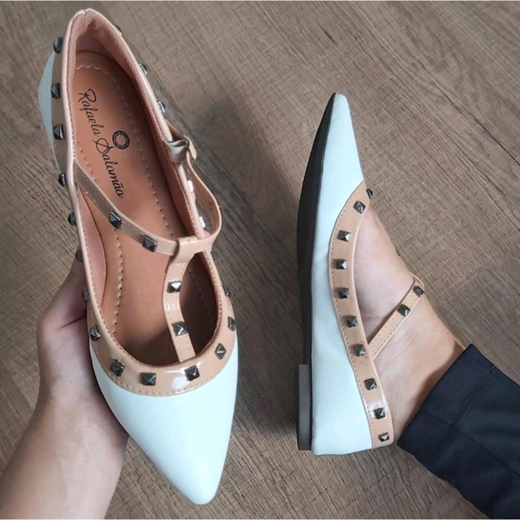 Sapatilha Branca Nude Valentino Feminina Shopee Brasil