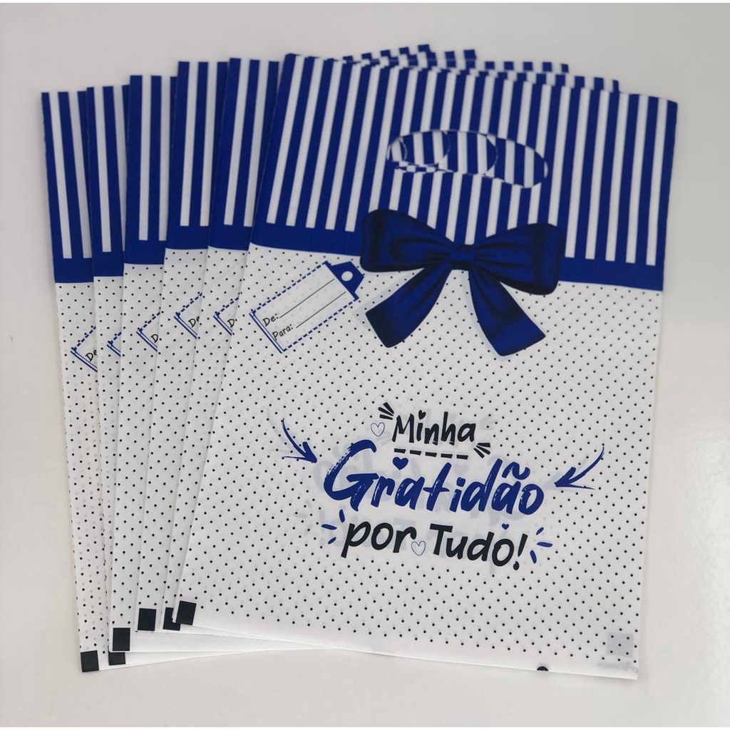 50 Sacolas boca de palhaço GRATIDÃO 30x40cm Shopee Brasil