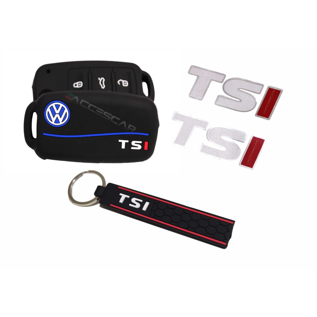 Kit Capa Silicone Chave Canivete TSI Chaveiro Par Adesivo TSI Vw Up