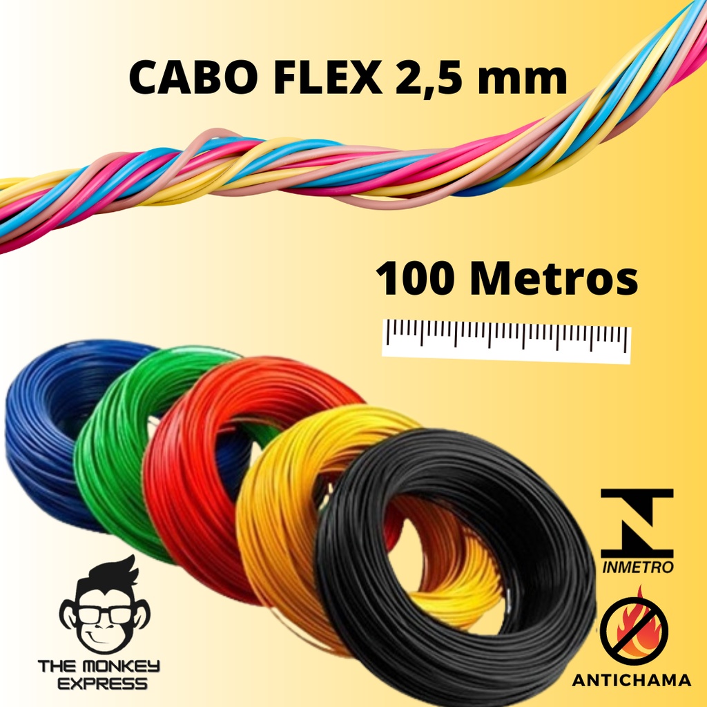 Fio Cabo Flex Vel Mm Metros Antichama Aprovado Pelo