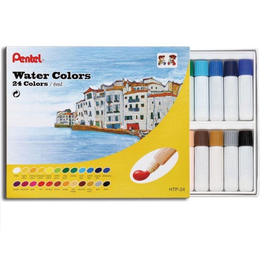 Pentel Water Colors Tinta Aquarela Tubo 24 Cores Htp 24 Shopee Brasil