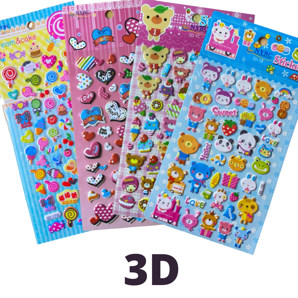 Kit 4 Cartelas De Adesivos 3D Stickers Para Garrafa Squeeze Tie Dye